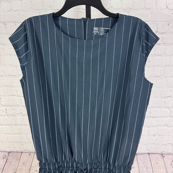 Albion Going Places Navy Pinstripes Dress Size XL - Picture 2 of 6